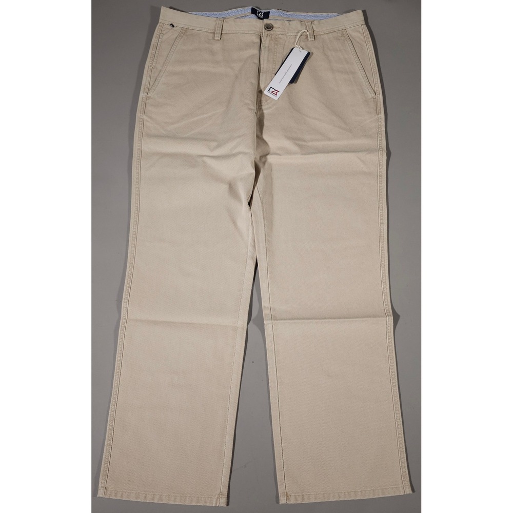 Cutter & Buck Chino Pants Mens 38x32 Tan Khaki Cotton Straight Leg MCB00026 NEW